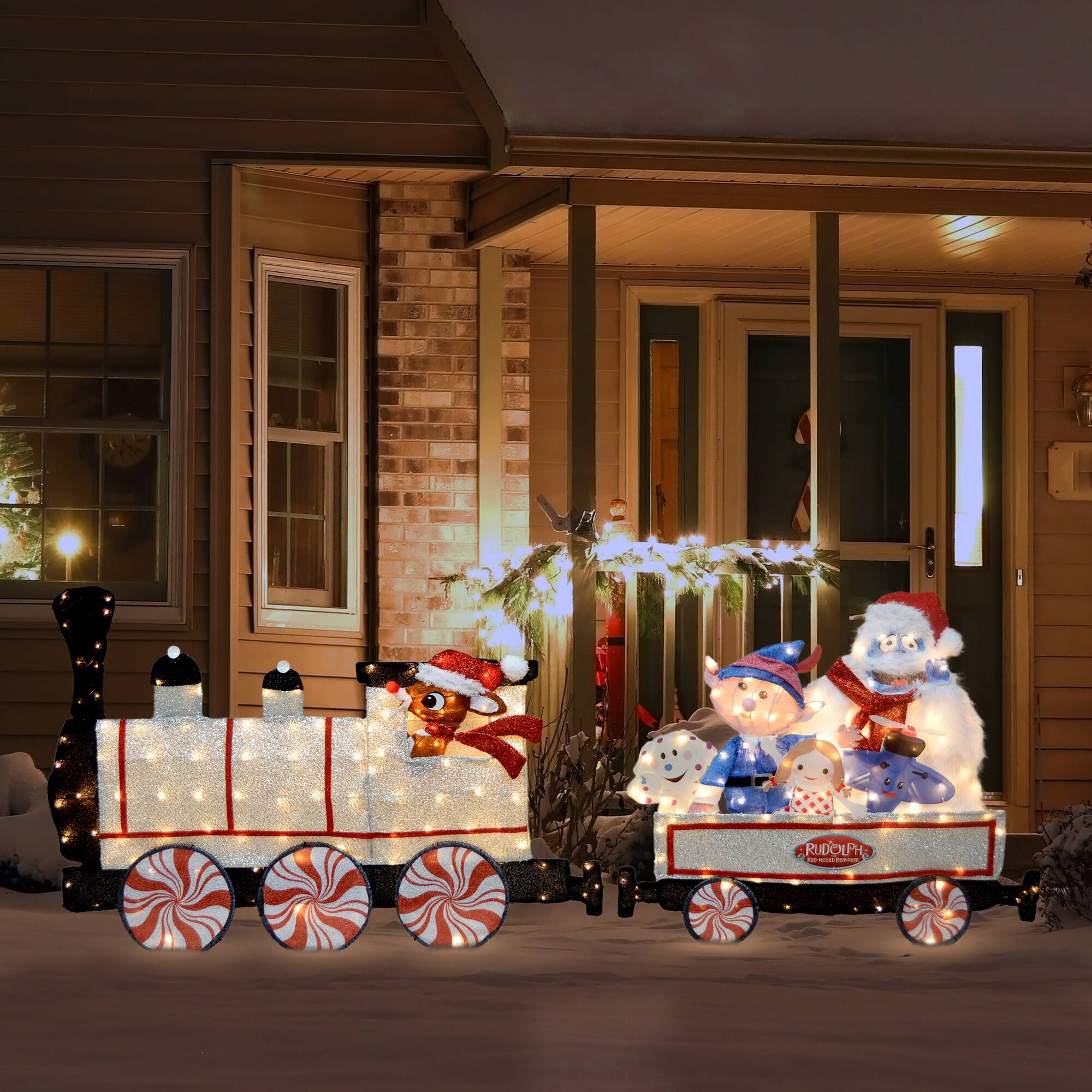 Rudolph the Red-Nosed Reindeer & the Island of Misfit Toys 80" LED 2D Yard Art Train Set